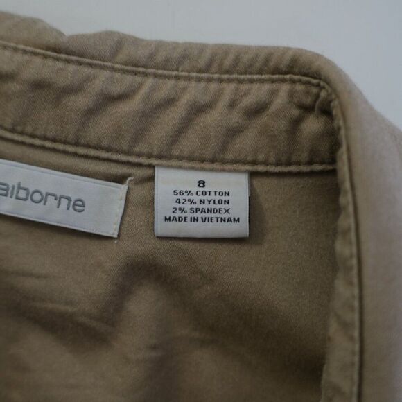 Liz Claiborne Tan Canvass Collared Dress Size 8 Sleeveless Cotton Nylon Spandex - Picture 9 of 10